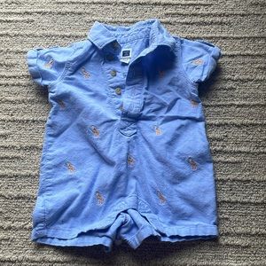 Janie and Jack Blue Giraffe Polo Onesie